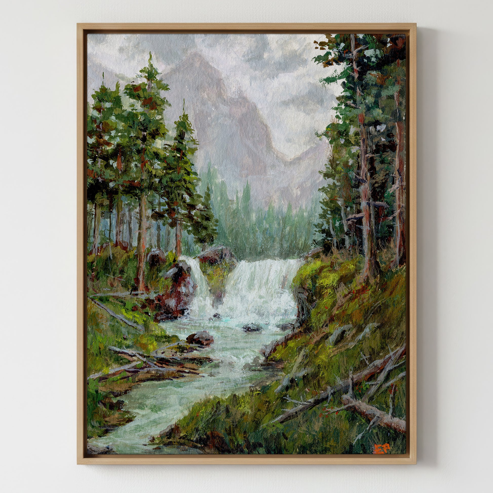 By the Roaring Falls - Gallery Canvas Print