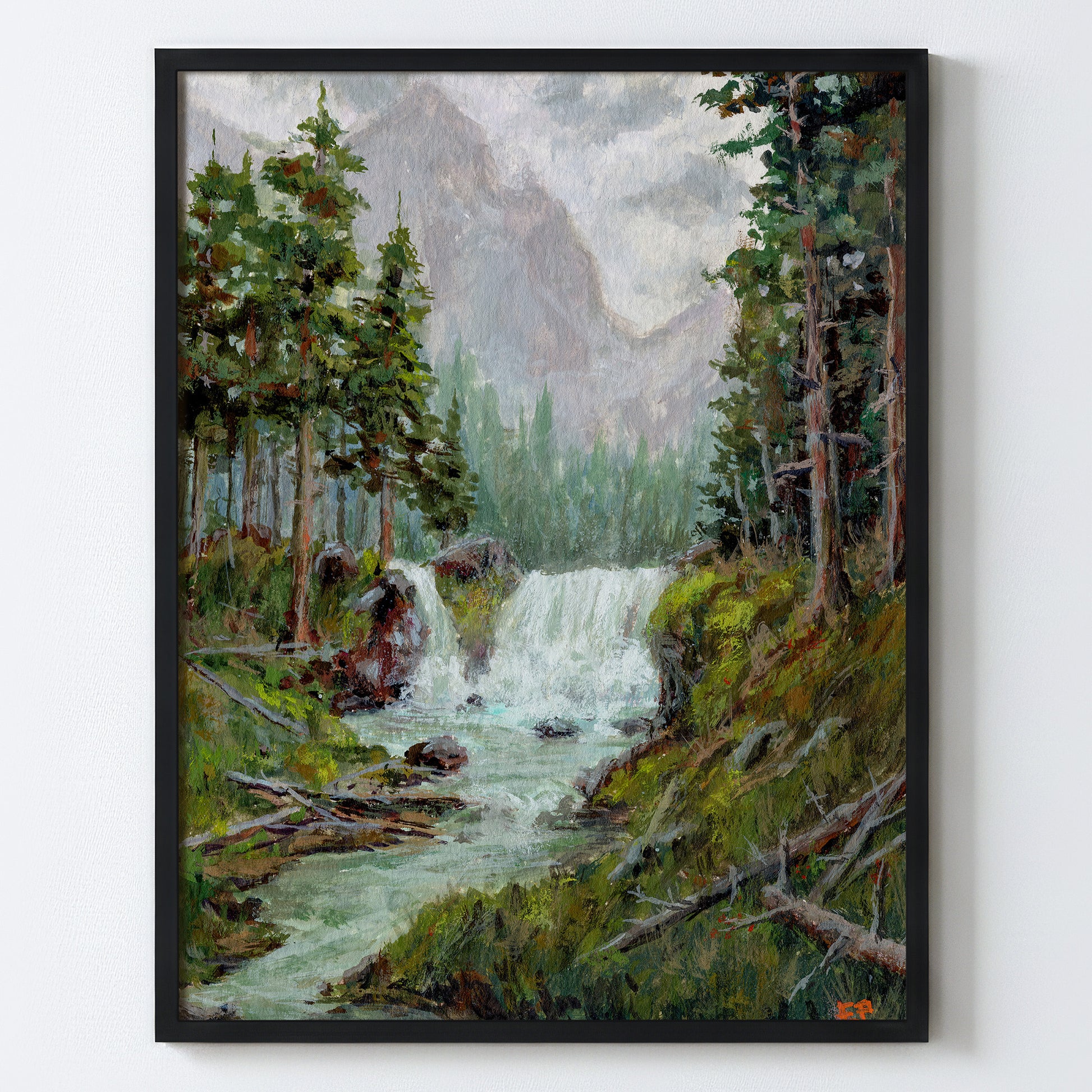 By the Roaring Falls - Fine Art Paper Print