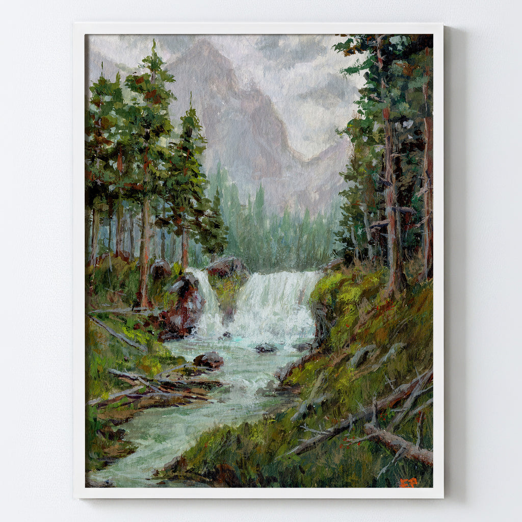 By the Roaring Falls - Fine Art Paper Print