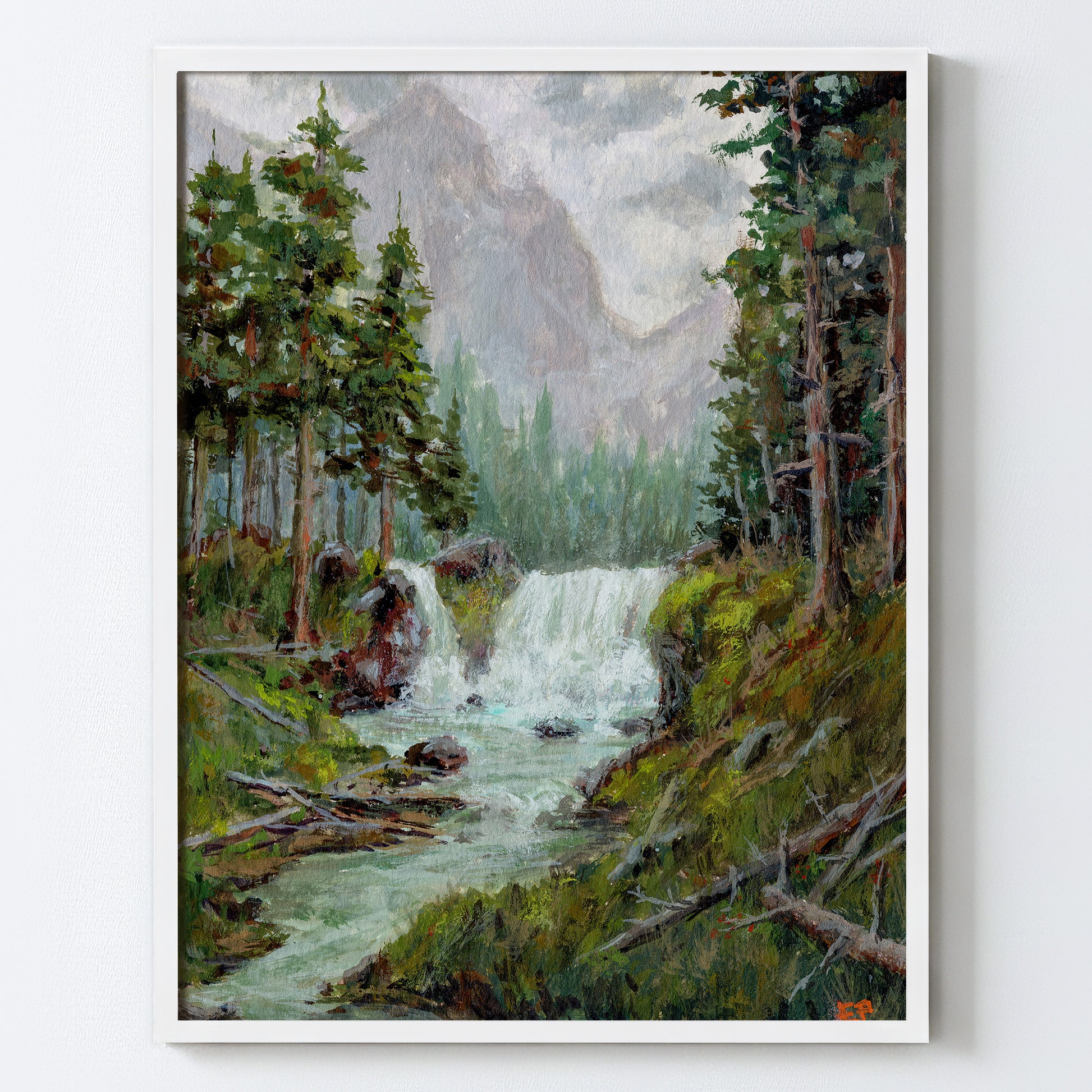By the Roaring Falls - Fine Art Paper Print