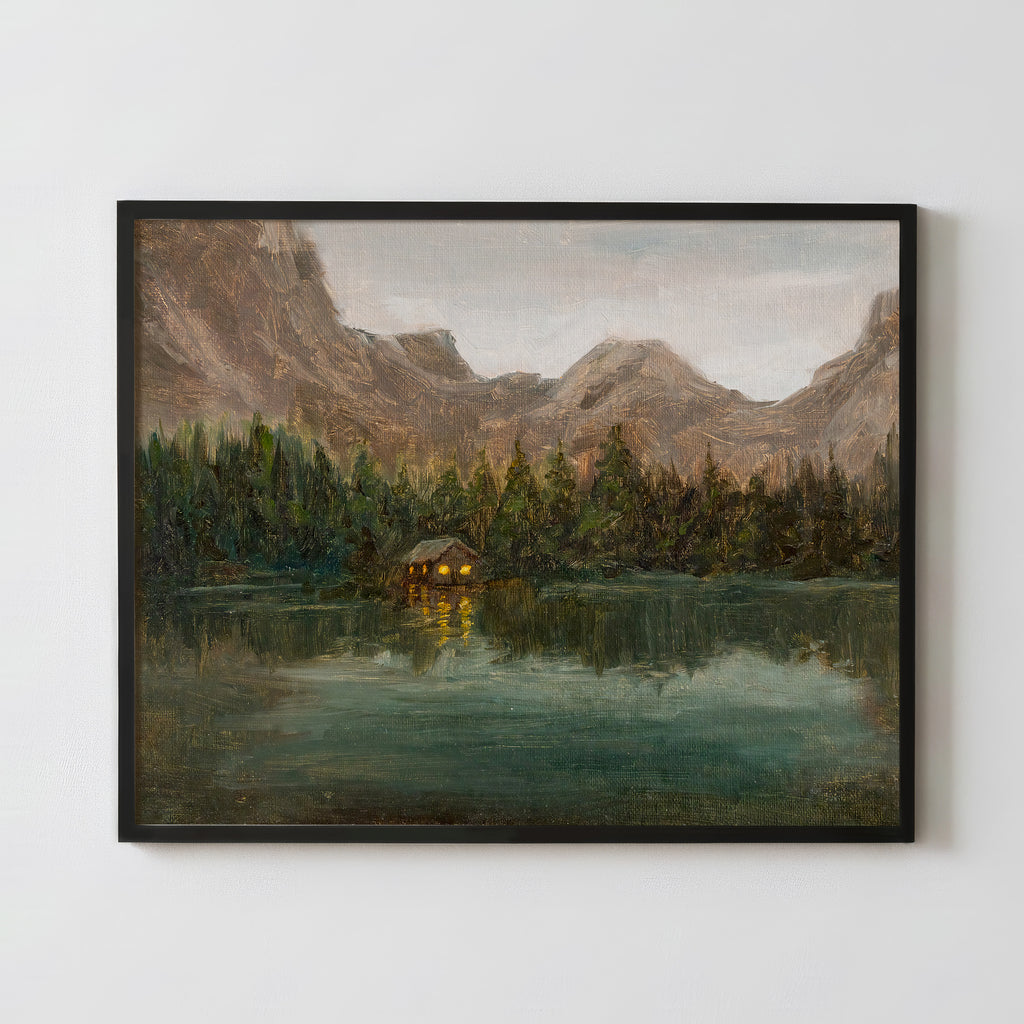 Cozy Lakeside Cabin - Fine Art Paper Print