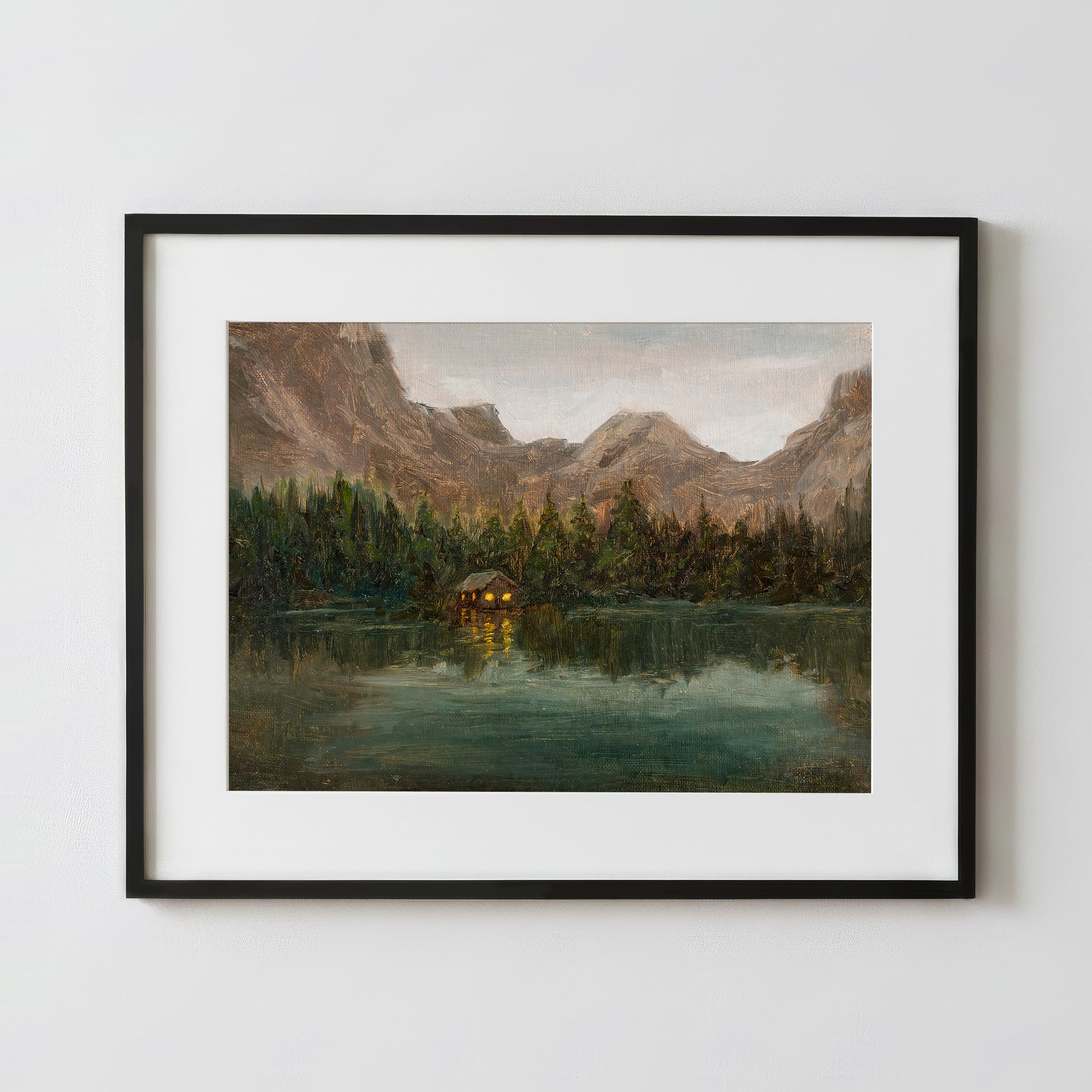 Cozy Lakeside Cabin - Fine Art Paper Print