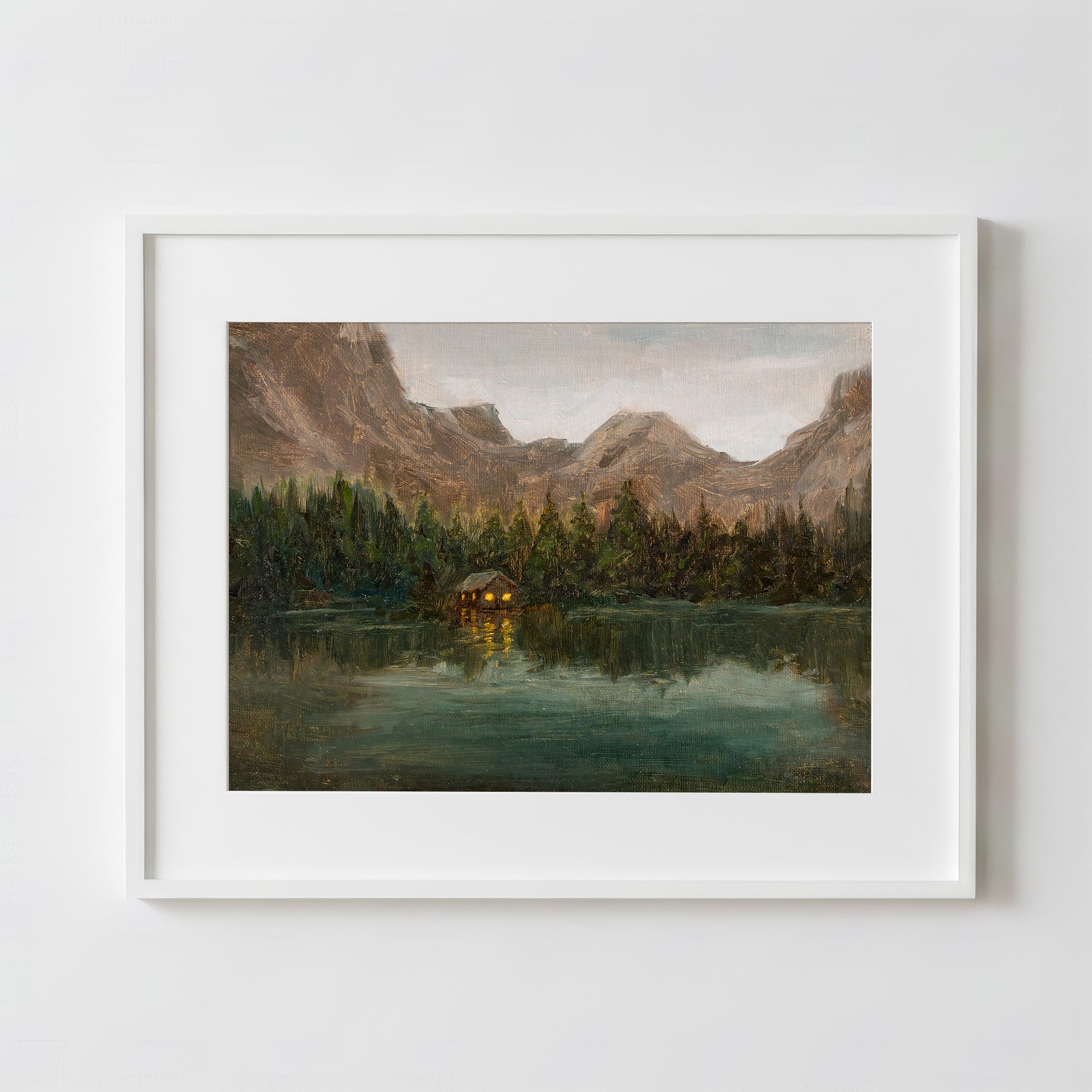 Cozy Lakeside Cabin - Fine Art Paper Print