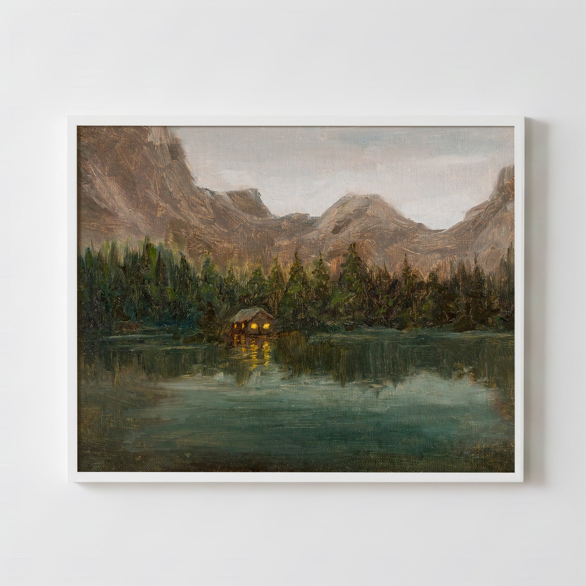 Cozy Lakeside Cabin - Fine Art Paper Print