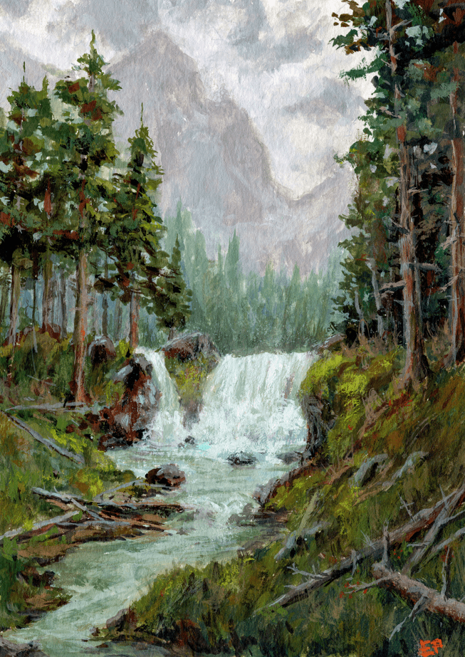 By the Roaring Falls - Gallery Canvas Print